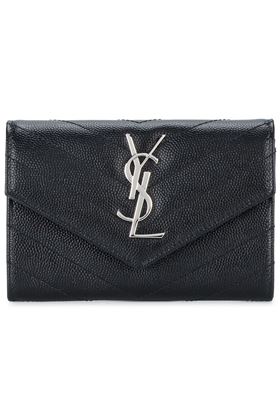 CASSANDRE MATELASSÉ PORTAFOGLI ENVELOPE PICCOLO IN PELLE GOFFRATA GRAIN DE POUDRE Saint Laurent | 414404BOW021000